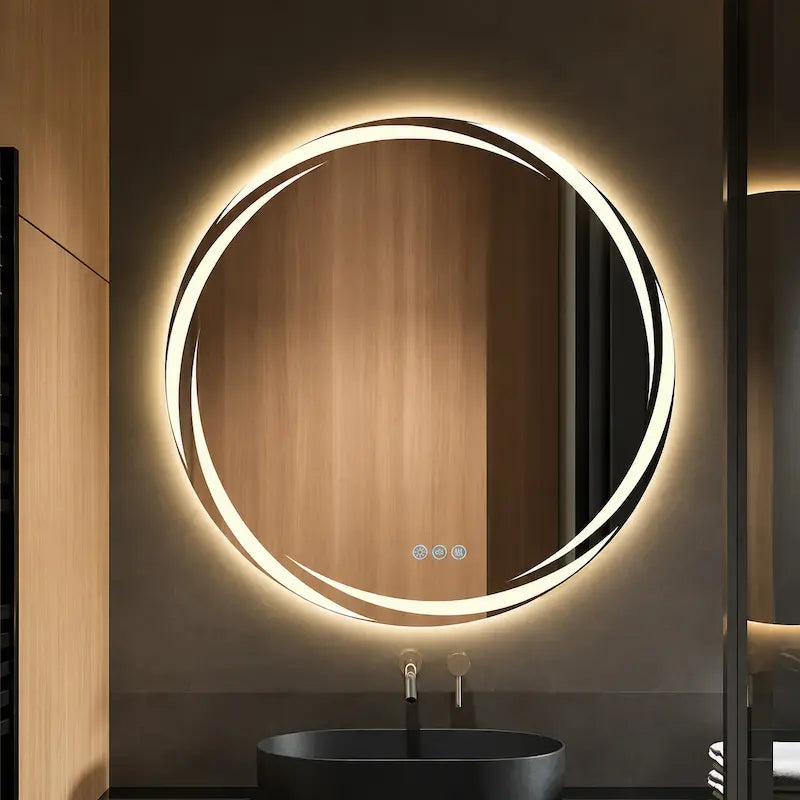 Miroir Rond LED Anti-Buée Tactile — Design Moderne | SIBIU