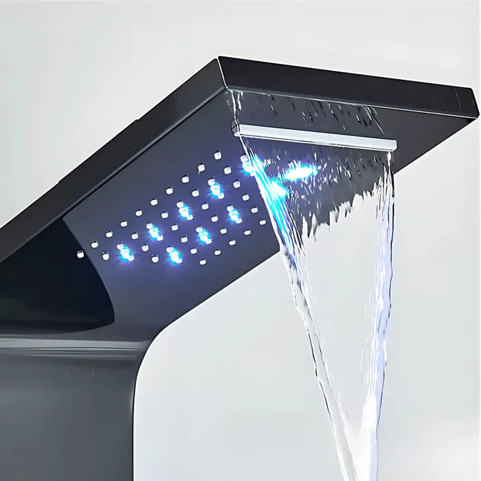Colonne de Douche Hydromassante Noir — Écran LED, Jets & Porte-Serviette | ARNHEM