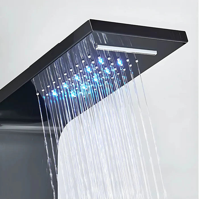 Colonne de Douche Hydromassante Noir — Écran LED, Jets & Porte-Serviette | ARNHEM