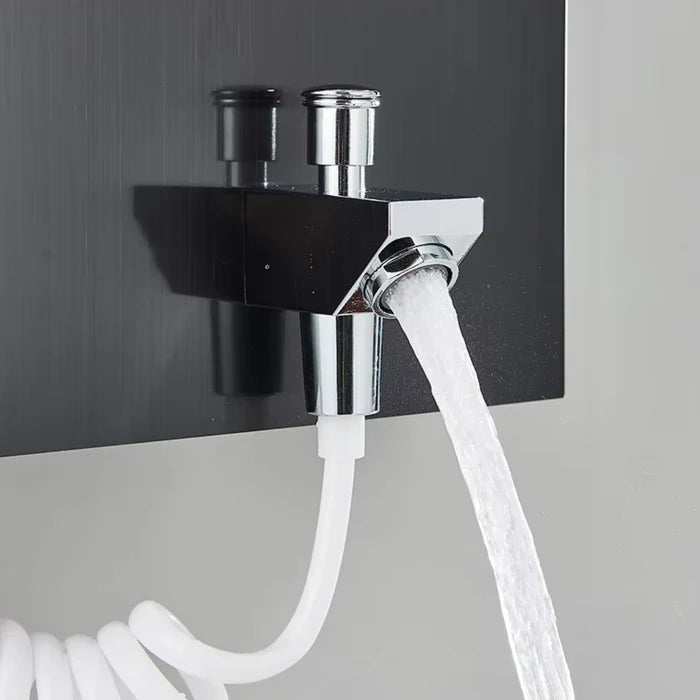 Colonne de Douche Hydromassante Noir — Écran LED, Jets & Porte-Serviette | ARNHEM