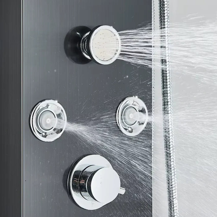 Colonne de Douche Hydromassante Noir — Écran LED, Jets & Porte-Serviette | ARNHEM
