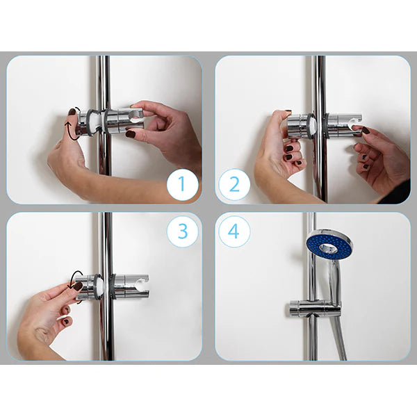 Support de Douchette Coulissant pour Barre de Douche Chromé