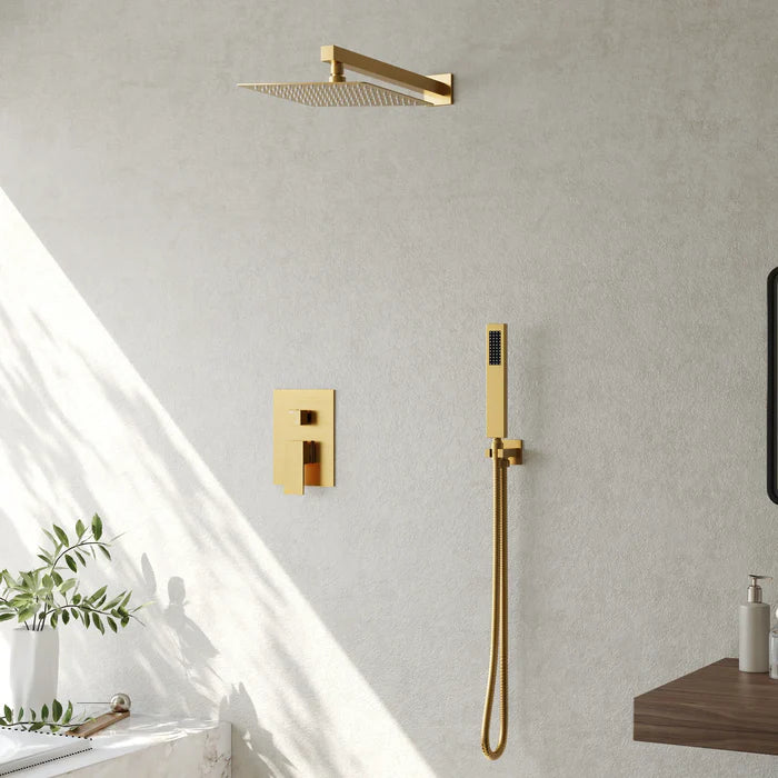 Douche Pluie Encastrée avec Douchette à Main  — Design Doré | SKOGAR