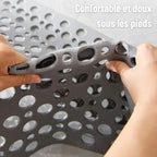 Tapis de Douche Antidérapant Perforé Gris — Sécurité et Évacuation Rapide