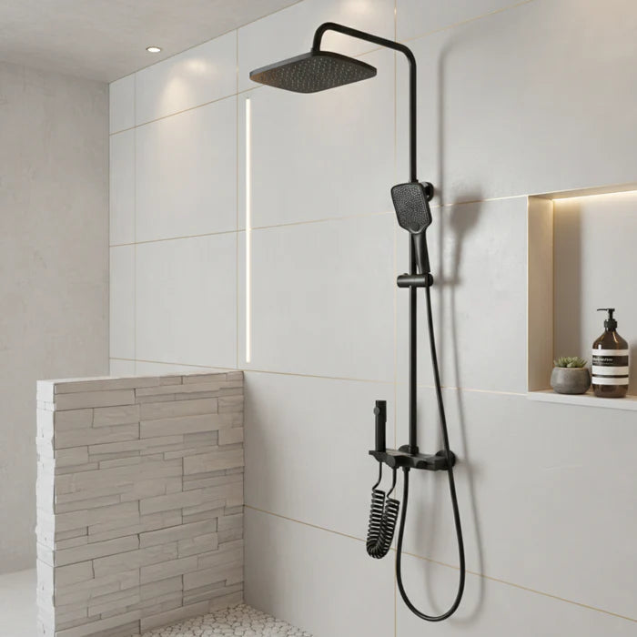 Colonne de Douche Thermostatique Noir Mat avec Douchette à Main | WISMAR