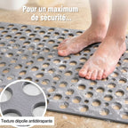 Tapis de Douche Antidérapant Perforé Gris — Sécurité et Évacuation Rapide
