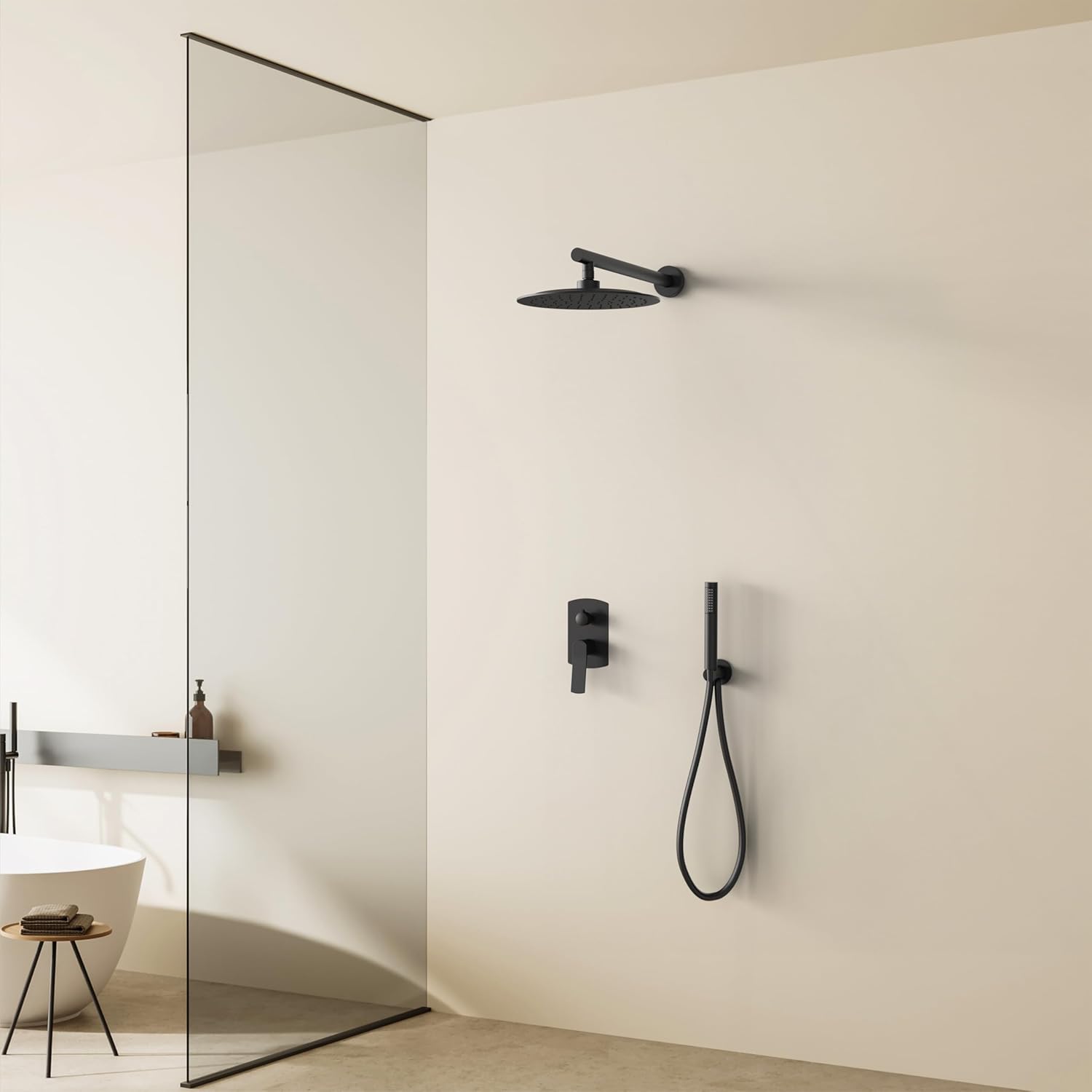 Bras de Douche Mural Noir — Fixation Rigide