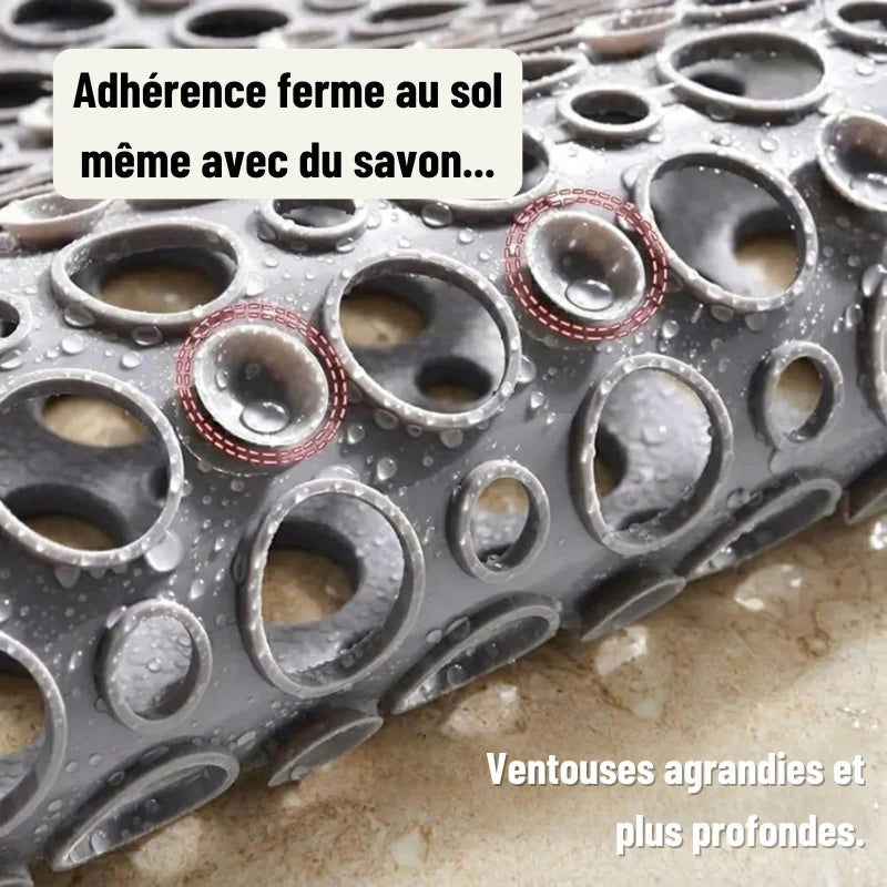Tapis de Douche Antidérapant Perforé Gris — Sécurité et Évacuation Rapide