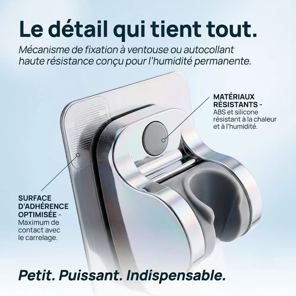 Support de Douchette Auto-Adhésif Chromé — Sans Perçage