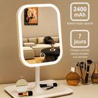 Miroir Maquillage LED Tricolore Tactile Rechargeable AROSA — Rotation 360°