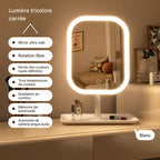 Miroir Maquillage LED Tricolore Tactile Rechargeable AROSA — Rotation 360°