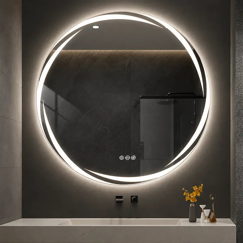 Miroir Rond LED Anti-Buée Tactile — Design Moderne | SIBIU