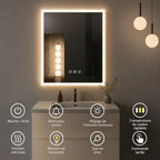 Miroir Rectangulaire LED 50x40cm — 3 Couleurs, Horizontal/Vertical | COMALA