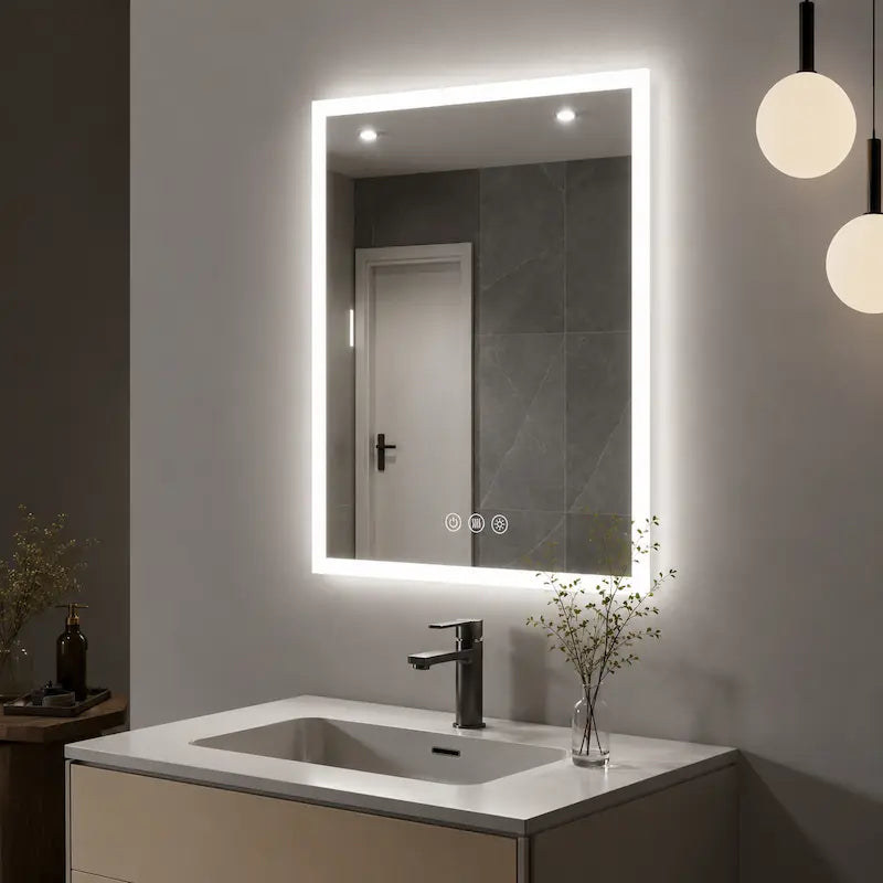 Miroir Rectangulaire LED 50x40cm — 3 Couleurs, Horizontal/Vertical | COMALA