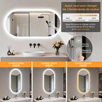 Miroir Ovale LED  — 3 Couleurs, Anti-Buée, Mémoire | TBILISSI