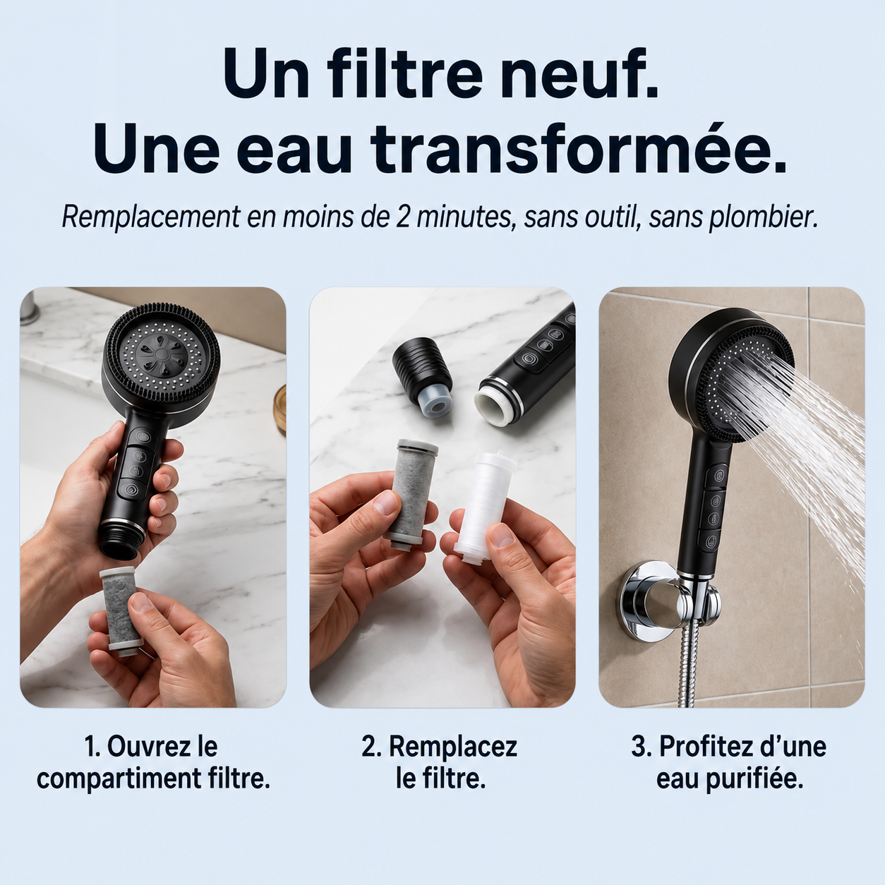 Pommeau de Douche Haute Pression — 4 Modes de Jet | BERAT