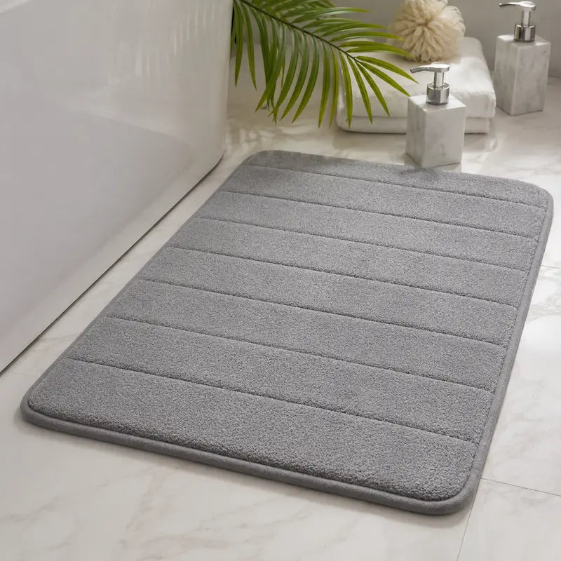 Tapis de Bain Absorbant Gris — Confort Moelleux Antidérapant