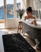 Tapis de Bain Galets Antidérapant – Effet Massant 3D Noir | 40x60cm