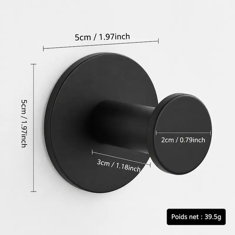 Patère Murale Noire Mat en Acier Inoxydable — Design Épuré | MATERA