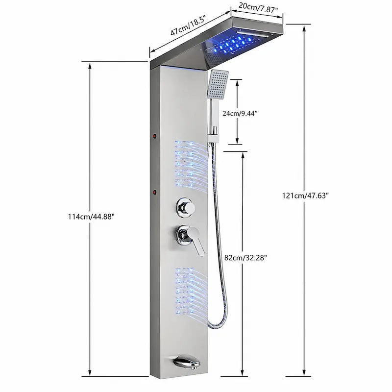 Colonne de Douche Hydromassante LED — Pluie, Cascade & Jets de Massage | TARTU