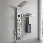 Colonne de Douche Hydromassante Noir — Écran LED, Jets & Porte-Serviette | ARNHEM