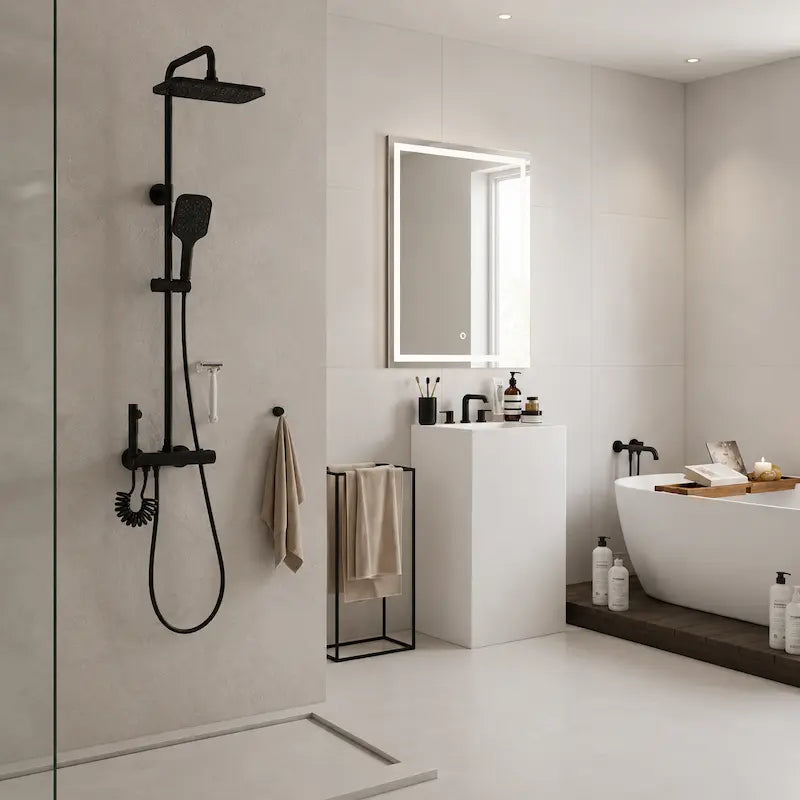 Colonne de Douche Thermostatique Noir Mat avec Douchette à Main | WISMAR