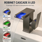 Robinet Cascade LED Noir avec Indicateur de Température | PUEBLA