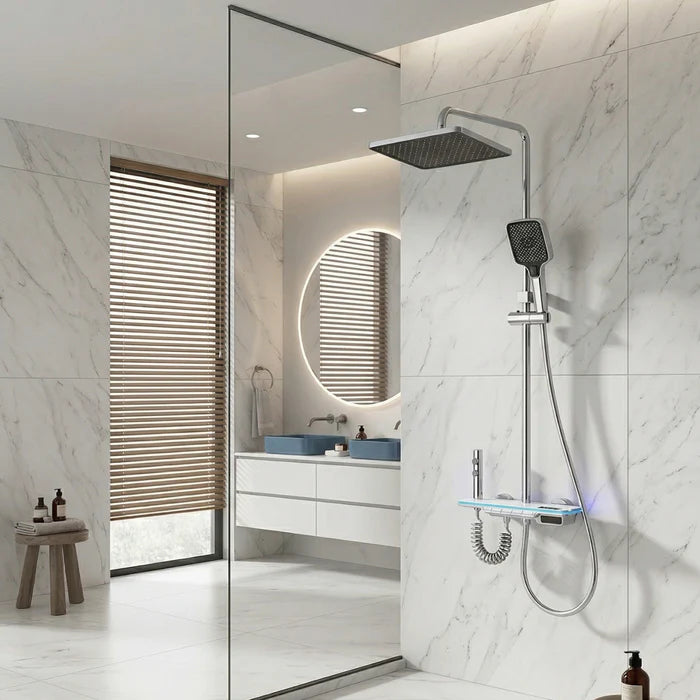 Colonne de Douche Thermostatique Noir — Écran LED, Pluie & Douchette | DALARNA