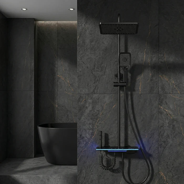 Colonne de Douche Thermostatique Noir — Écran LED, Pluie & Douchette | DALARNA
