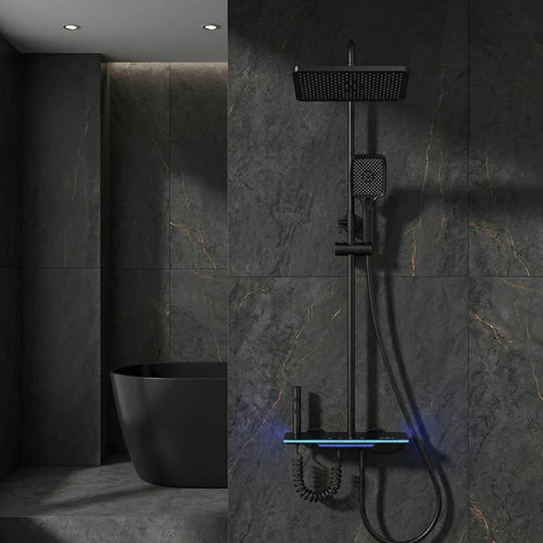 Colonne de Douche Thermostatique Noir — Écran LED, Pluie & Douchette | DALARNA