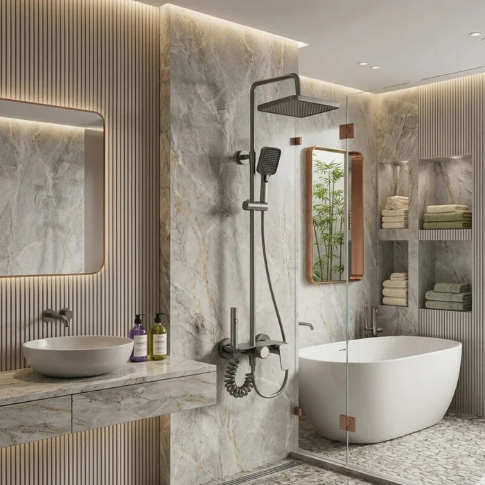 Colonne de Douche Thermostatique — Effet Pluie & Douchette | GOTLAND