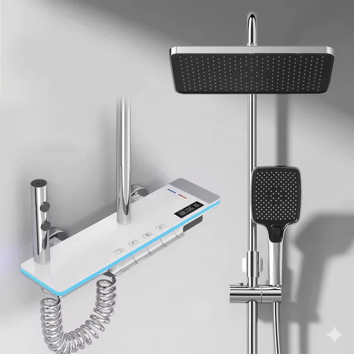 Colonne de Douche Thermostatique Noir — Écran LED, Pluie & Douchette | DALARNA