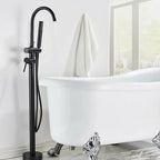 Robinet de Baignoire sur Pied avec Douchette à Main — Noir Mat | KLARALVEN