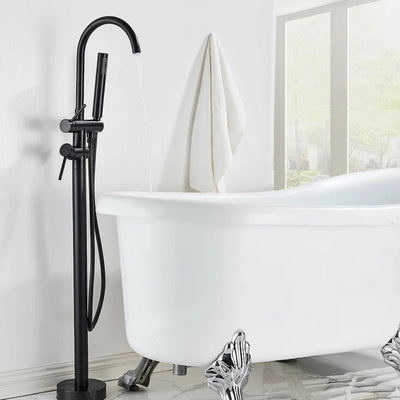 Robinet de Baignoire sur Pied avec Douchette à Main — Noir Mat | KLARALVEN
