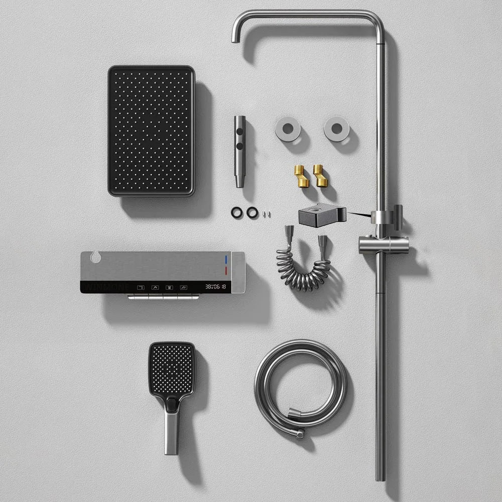Colonne de Douche Thermostatique Noir — Écran LED, Pluie & Douchette | DALARNA