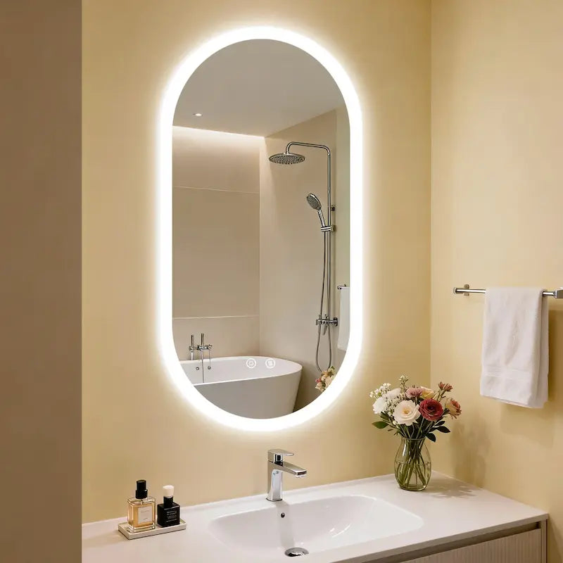 Miroir Ovale LED  — 3 Couleurs, Anti-Buée, Mémoire | TBILISSI