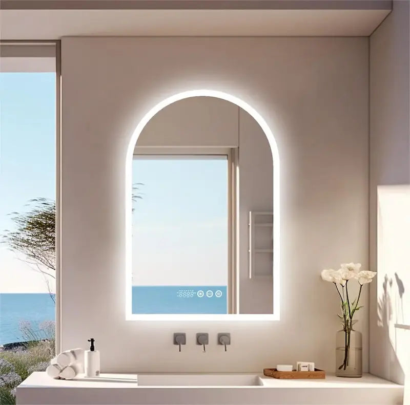Miroir Arche LED Rectangulaire — Luminosité Réglable, Tactile | PIRAN