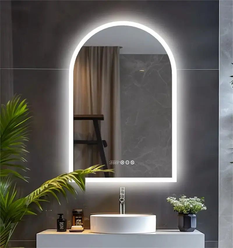 Miroir Arche LED Rectangulaire — Luminosité Réglable, Tactile | PIRAN