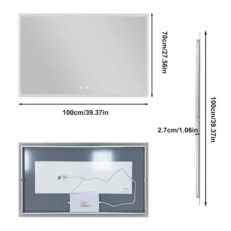 Miroir Rectangulaire LED — 3 Couleurs, Luminosité Réglable | HALLSTATT