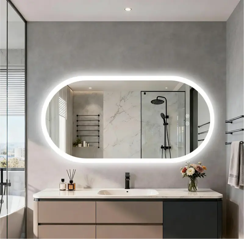 Miroir Ovale LED  — 3 Couleurs, Anti-Buée, Mémoire | TBILISSI