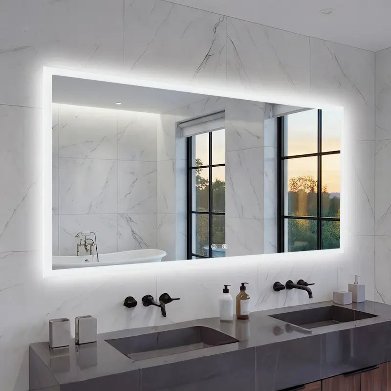 Miroir Rectangulaire LED — 3 Couleurs, Luminosité Réglable | HALLSTATT