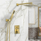 Douche Pluie Encastrée avec Douchette à Main  — Design Doré | SKOGAR
