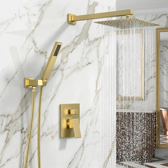 Douche Pluie Encastrée avec Douchette à Main  — Design Doré | SKOGAR