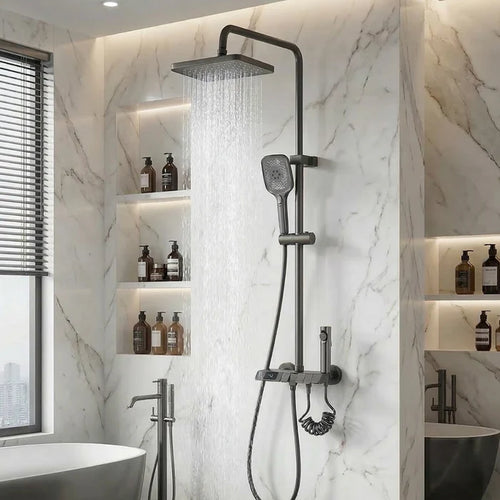Colonne de Douche Thermostatique Noire — Douchette à Main et écran digital | TURKU