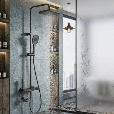 Colonne de Douche Thermostatique Noire — Douchette à Main et écran digital | TURKU