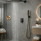 Ensemble de Douche Pluie Encastré Noir avec Douchette à Main | VATTERN