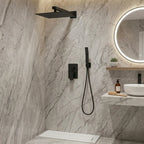 Ensemble de Douche Pluie Encastré Noir avec Douchette à Main | VATTERN