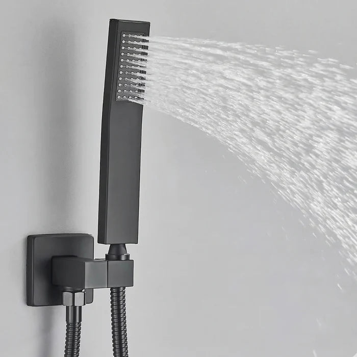 Ensemble de Douche Pluie Encastré Noir avec Douchette à Main | VATTERN