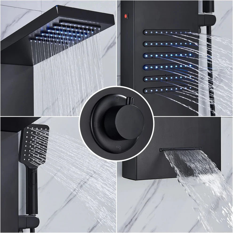 Colonne de Douche Hydromassante LED — Pluie, Cascade & Jets de Massage | TARTU