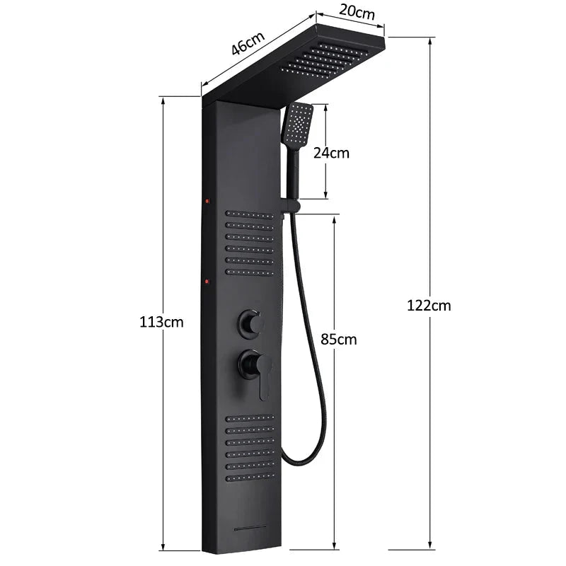 Colonne de Douche Hydromassante LED — Pluie, Cascade & Jets de Massage | TARTU